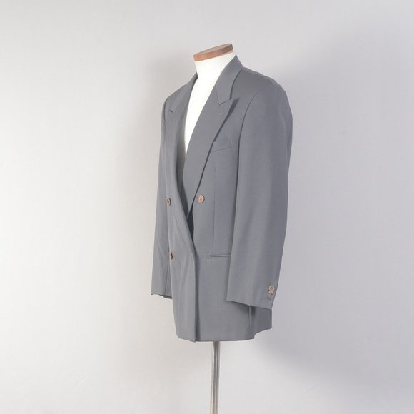 Mani Olive Godfrys Men's Coat Blazer Gray Double Breasted 40R